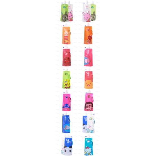 Foldable Water Bottles  - Cartoon (Colours) 480ml