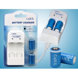 Caiul CR2/CR123 Charger + 1 Pair Rechargeable Batteries