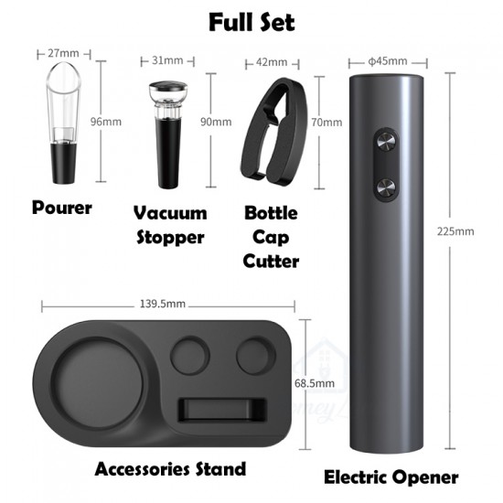 Electric Wine Bottle Opener Pourer Storage Set