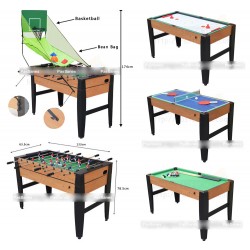 6 In 1 Game Table - Soccer, Pool, Tennis, Air Hockey, BasketBall, Bean Bag