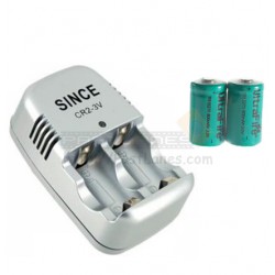 CR2 Charger + 1 Pair Rechargeable Batteries