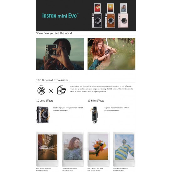 Instax Mini Evo Hybrid Digital Instant Camera (Gentle Rose)