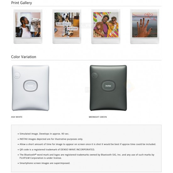 Instax Square Link Smartphone Photo Printer (Ash White)