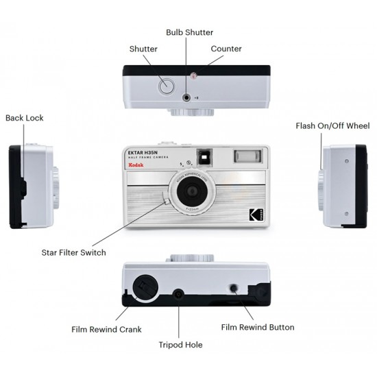 Kodak Ektar H35N Half Frame Camera + FREE Battery
