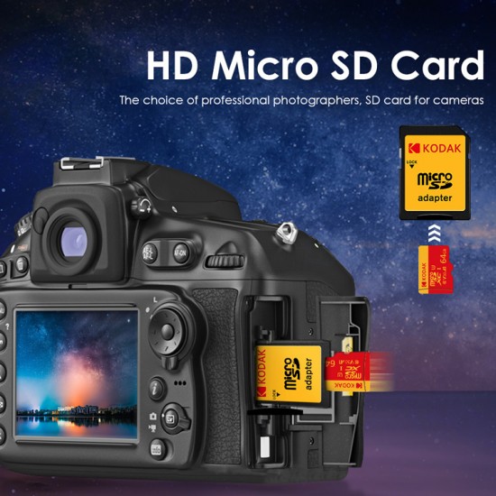 Kodak Micro SDHC SDXC UHS-1 U3 V30 A1 Memory Card 32GB / 64GB / 128GB / 256GB With SD Card Adapter