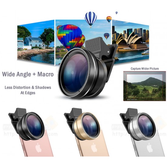 Super Wide Angle + Macro Lens For Mobile Phone (Less Distortion, No Shadow)