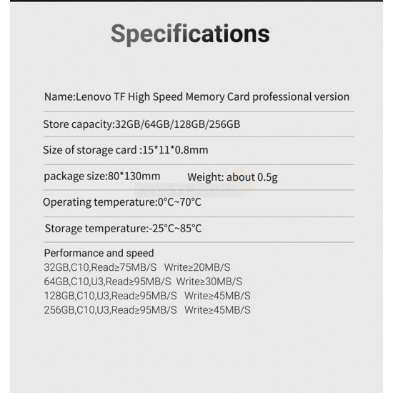 Lenovo Thinkplus MicroSDXC MicroSD U3 16GB / 32GB / 64GB / 128GB / 256GB / 512GB High Speed Memory Card