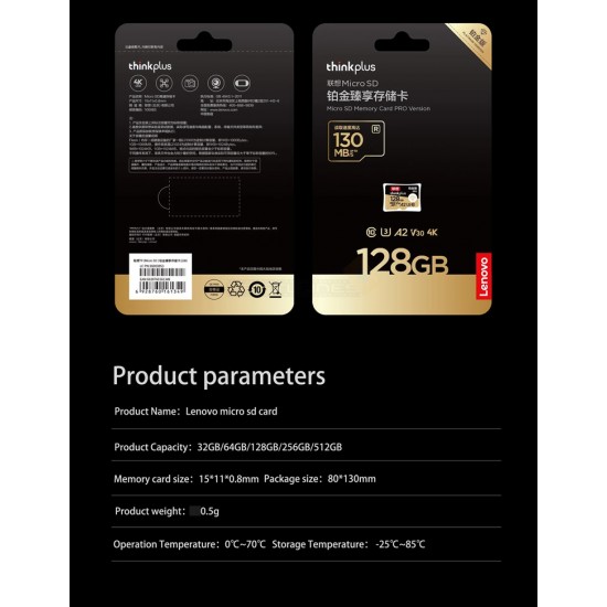 Lenovo Thinkplus Platinum Pro MicroSDXC MicroSD U3 32GB / 64GB / 128GB / 256GB / 512GB High Speed Memory Card