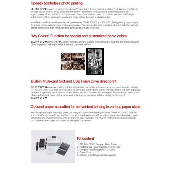 Canon Selphy CP910 Wireless Compact Photo Printer