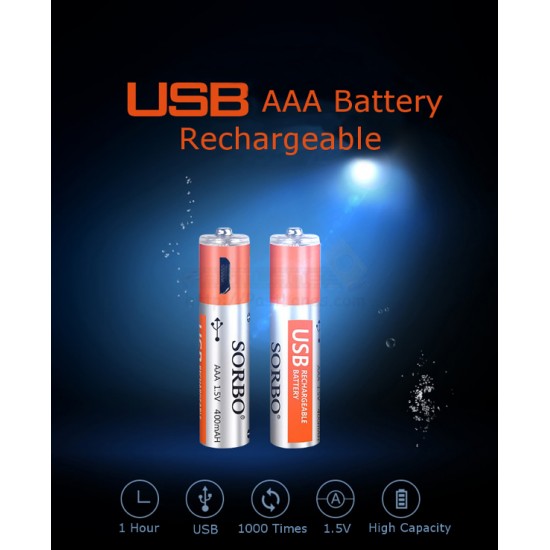 Sorbo AAA USB Rechargeable Batteries [4pcs]