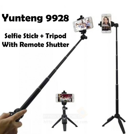 Yunteng 9928 Selfie Stick Tripod With Bluetooth Remote Shutter Control